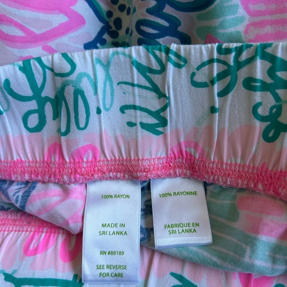 Lilly Pulitzer Vibrant Pink and Blue Wide Leg Logo Detail Pants Sz S - Picture 10 of 10